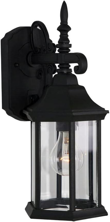 Black Cast Aluminum 14.25" Outdoor Wall Lantern with Clear Glass