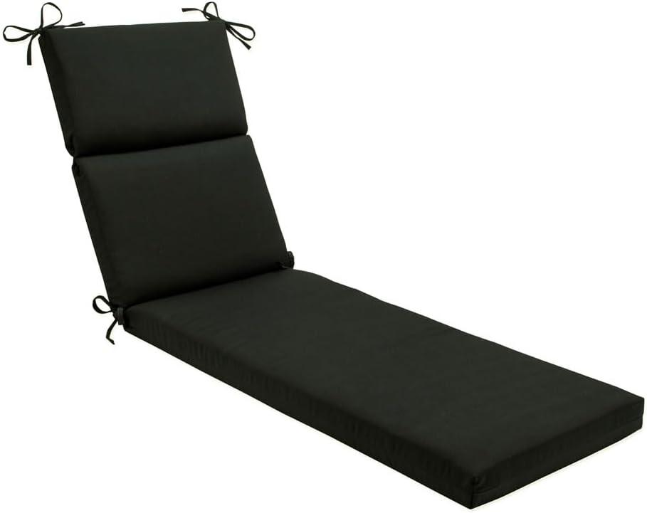 Pillow Perfect 72.5"x21" ECOM Canvas Outdoor Chair Cushion Black: UV & Weather-Resistant Patio Comfort