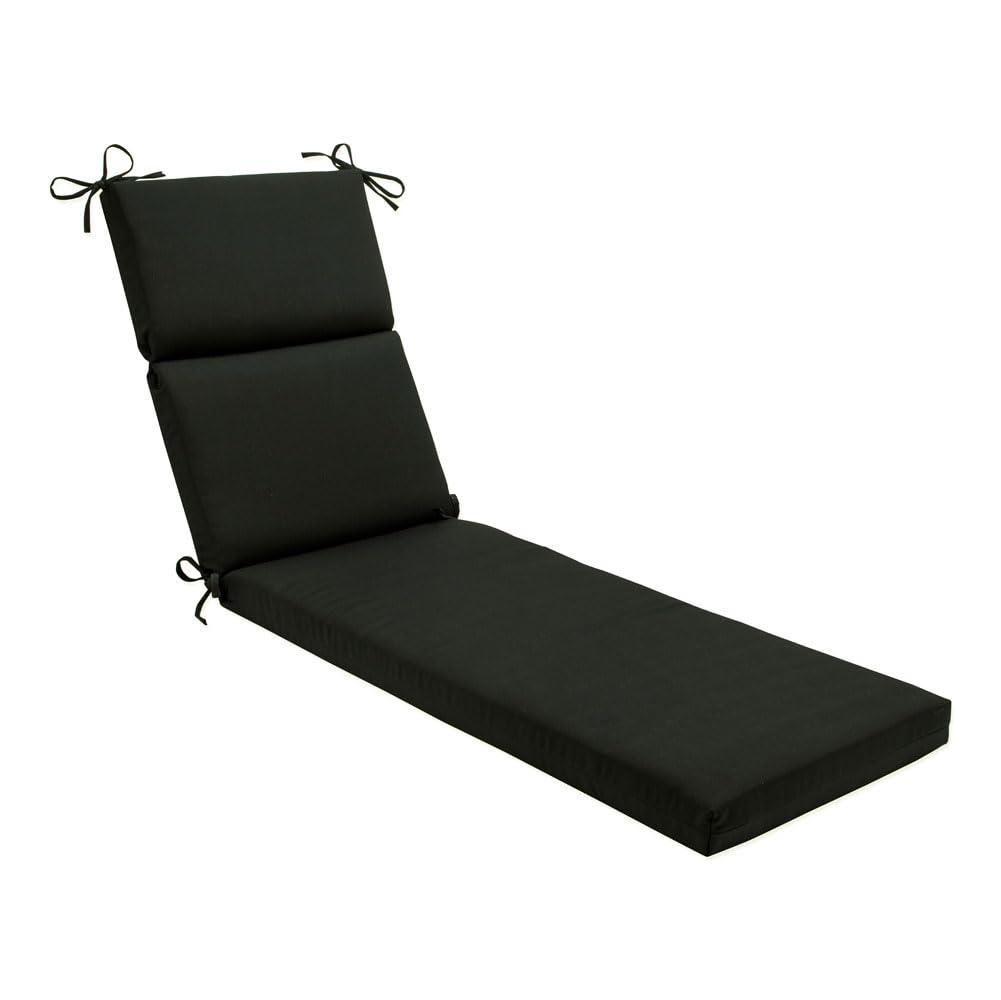 Pillow Perfect 72.5"x21" ECOM Canvas Outdoor Chair Cushion Black: UV & Weather-Resistant Patio Comfort