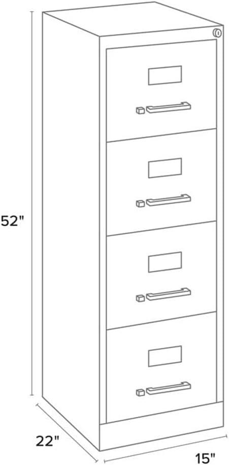 Pemberly Row 52" Black Metal Lockable 4-Drawer Vertical Filing Cabinet