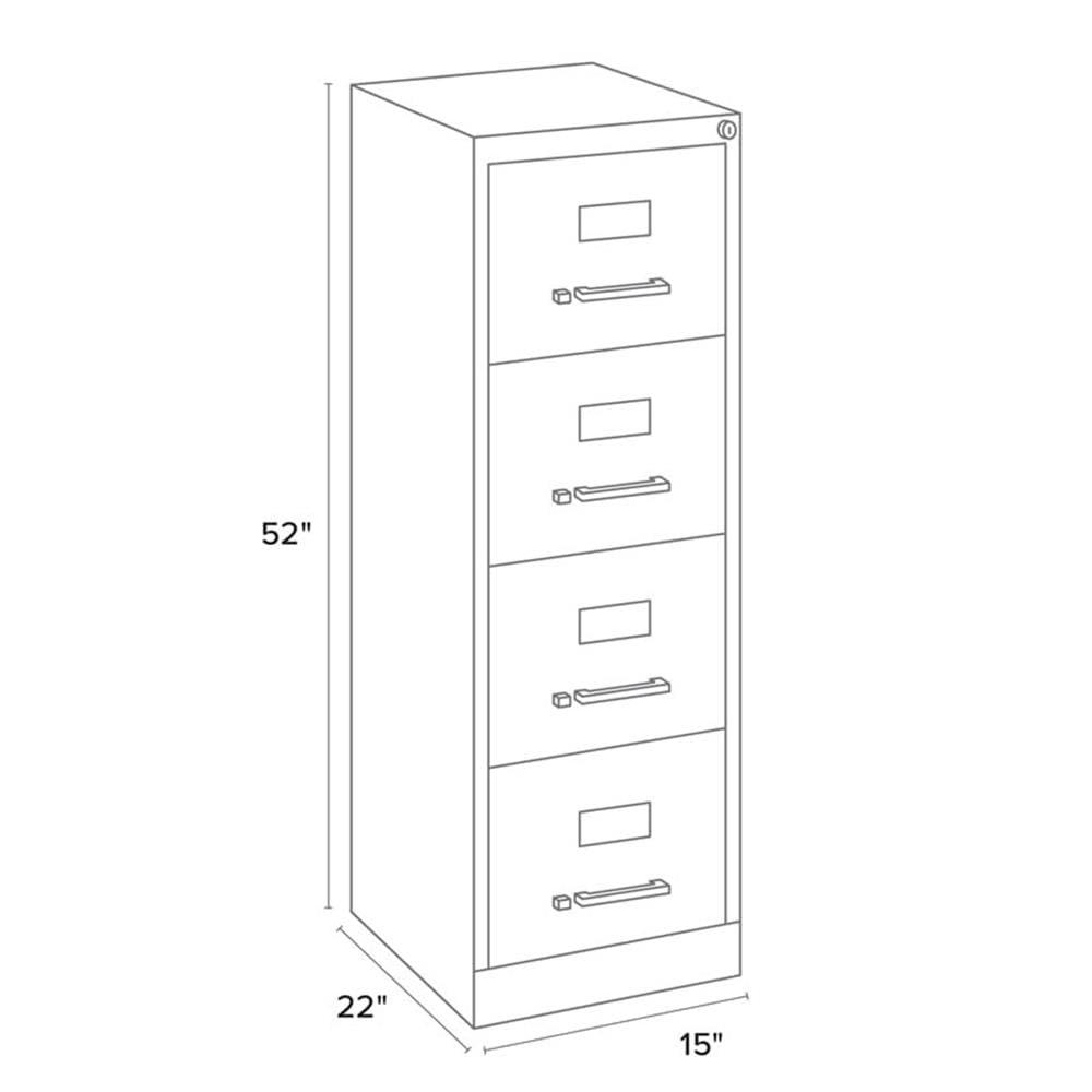 Scranton 4 Drawer 22" Deep Letter File Cabinet in Black, Fully Assembled
