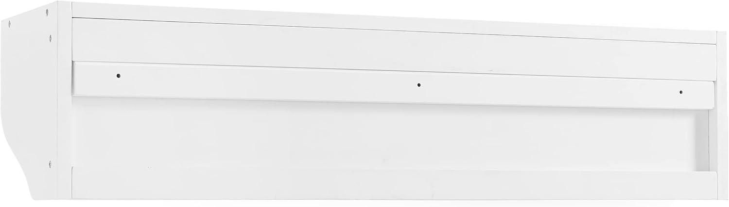 White Wood Wall-Mounted Entryway Shelf with Hooks