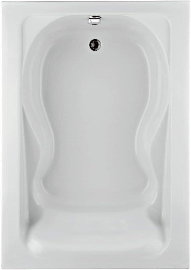 72-Inch White Acrylic Rectangular Drop-In Soaking Bathtub