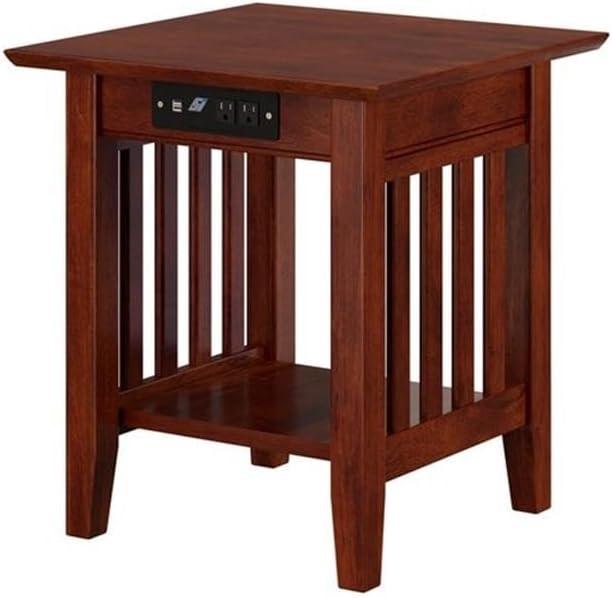 AFI Mission Solid Hardwood End Table with USB Charger Set of 2 Walnut