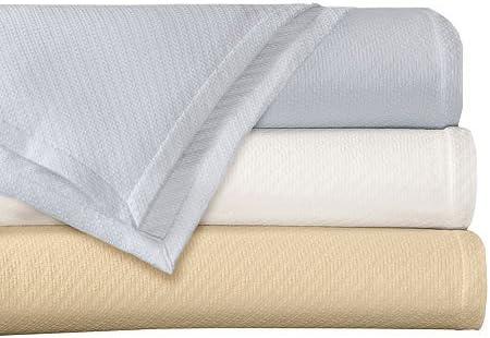 Madison Park Bed Blanket Liquid Cotton Full/Queen Light Blue: Machine Washable, No Fill, OEKO-TEX Certified