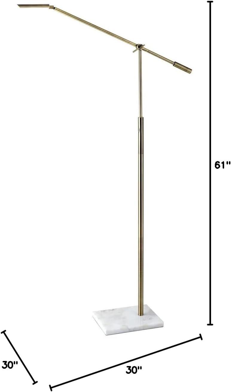 LED Vera Floor Lamp Antique Brass with Marble Base & Touch Dimmer Includes LED Bulb - Adesso