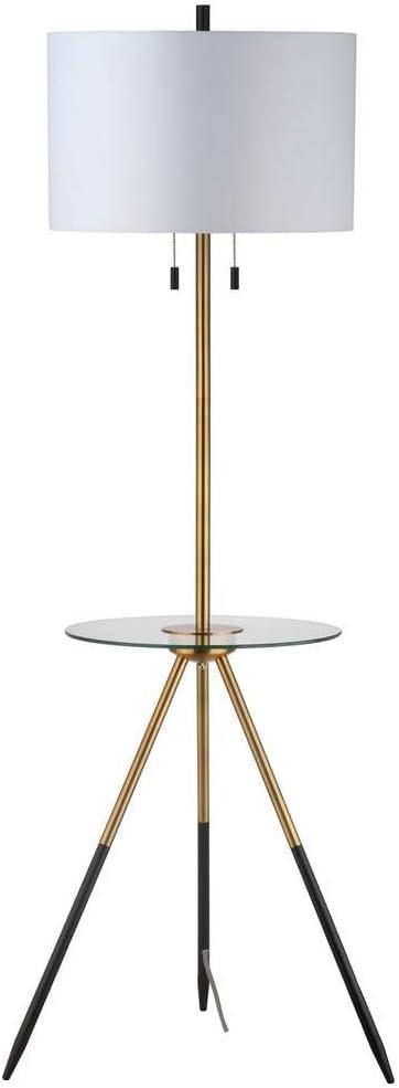 Morrison Floor Lamp Side Table - Brass Gold/Black - Safavieh