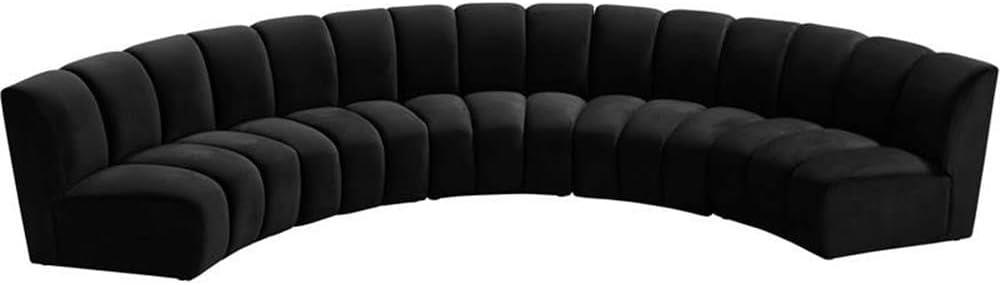 Meridian Furniture Infinity Black Velvet 5pc. Modular Sectional