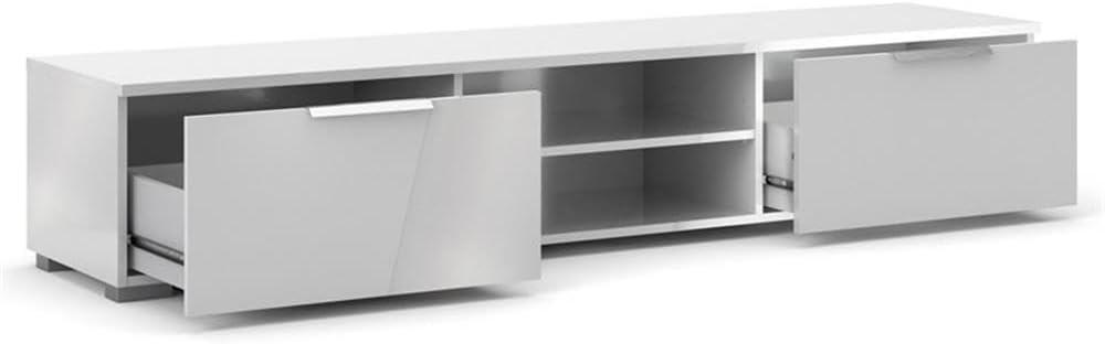 Tvilum Match 2 Drawer TV Stand with 2 Shelves, White High Gloss