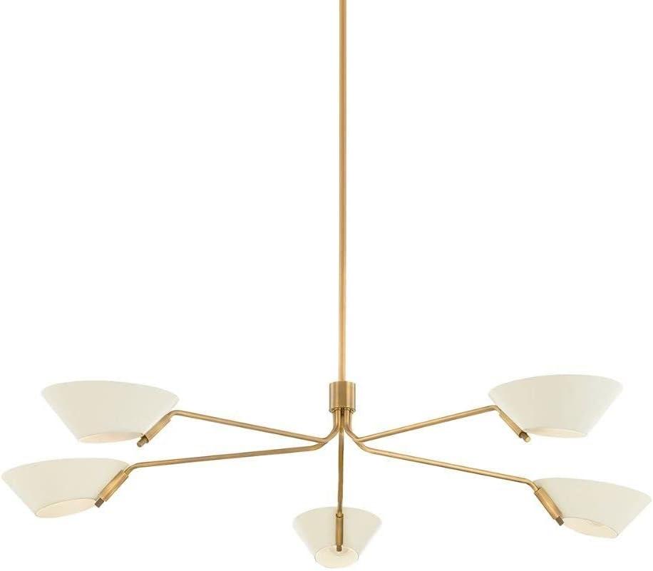 Riaz Chandelier - Cream and Brass / 5 Light