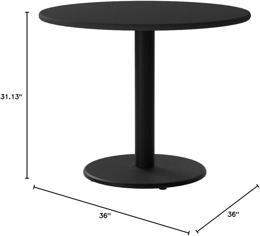 Flash Furniture 36'' Round Black Laminate Table Top with 24'' Round Table Height Base