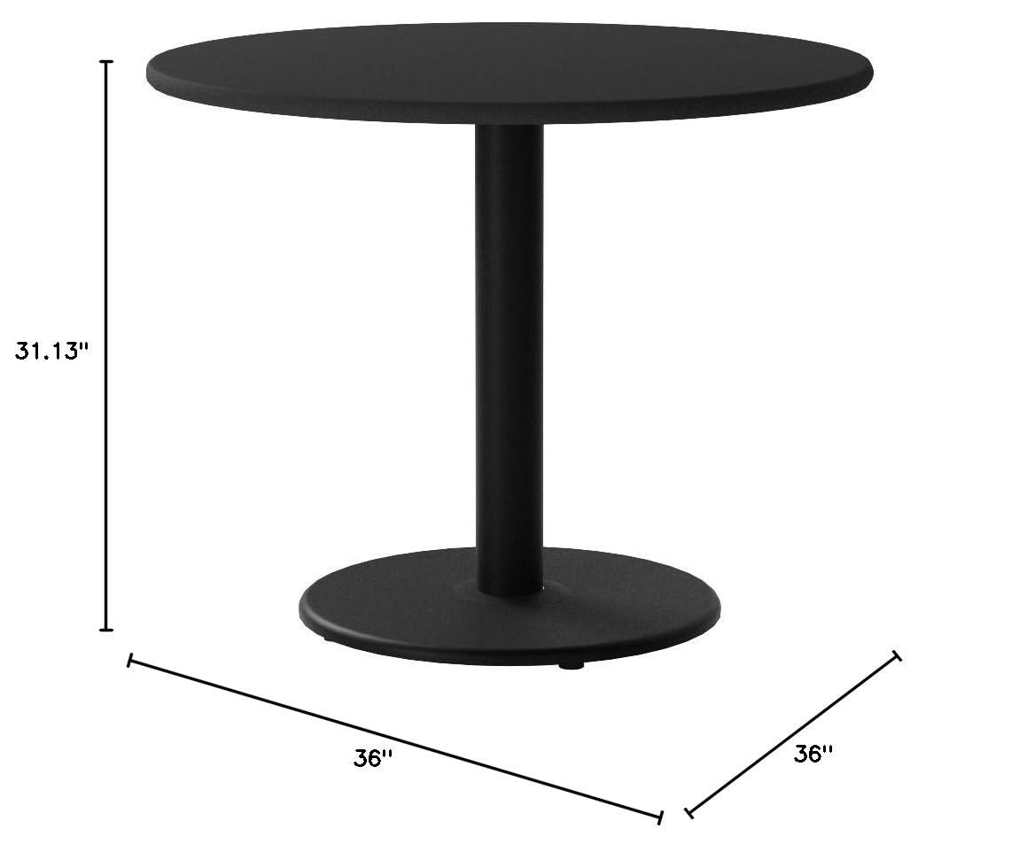 Flash Furniture 36'' Round Black Laminate Table Top with 24'' Round Table Height Base