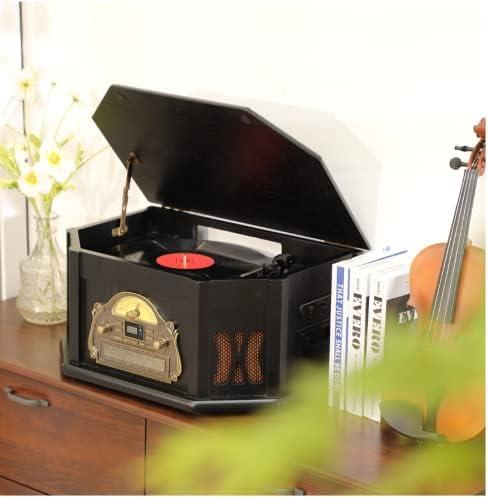 ORCC 10-in-1 Record Player, Nostalgic Turntable for Vinyl Record with Bluetooth, 2 Built-in Speakers, CD, Cassette, AM/FM Radio, USB, SD Slot, Remote Control