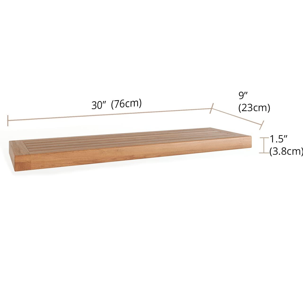 AquaTeak 30" Moa Teak Floating Wall Shelf