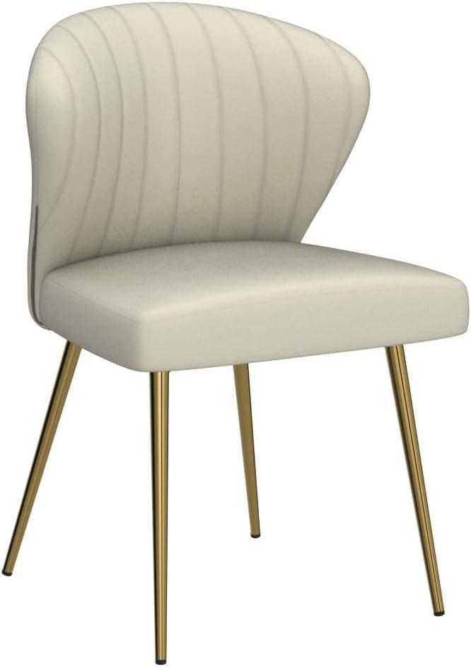 Velvet Wingback Accent Chair Upholstered Home Kitchen Dining Side Chair Tufted Gold Metal Legs Living Bedroom Tan