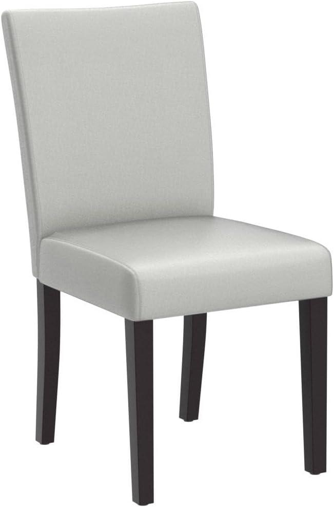 Light Grey Faux Leather Upholstered Side Chair with Wood Legs, Set of 2