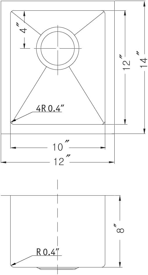 Houzer Savoir Undermount Stainless Steel 12" x 14" Bar Prep Sink, Strainer & Grid Included