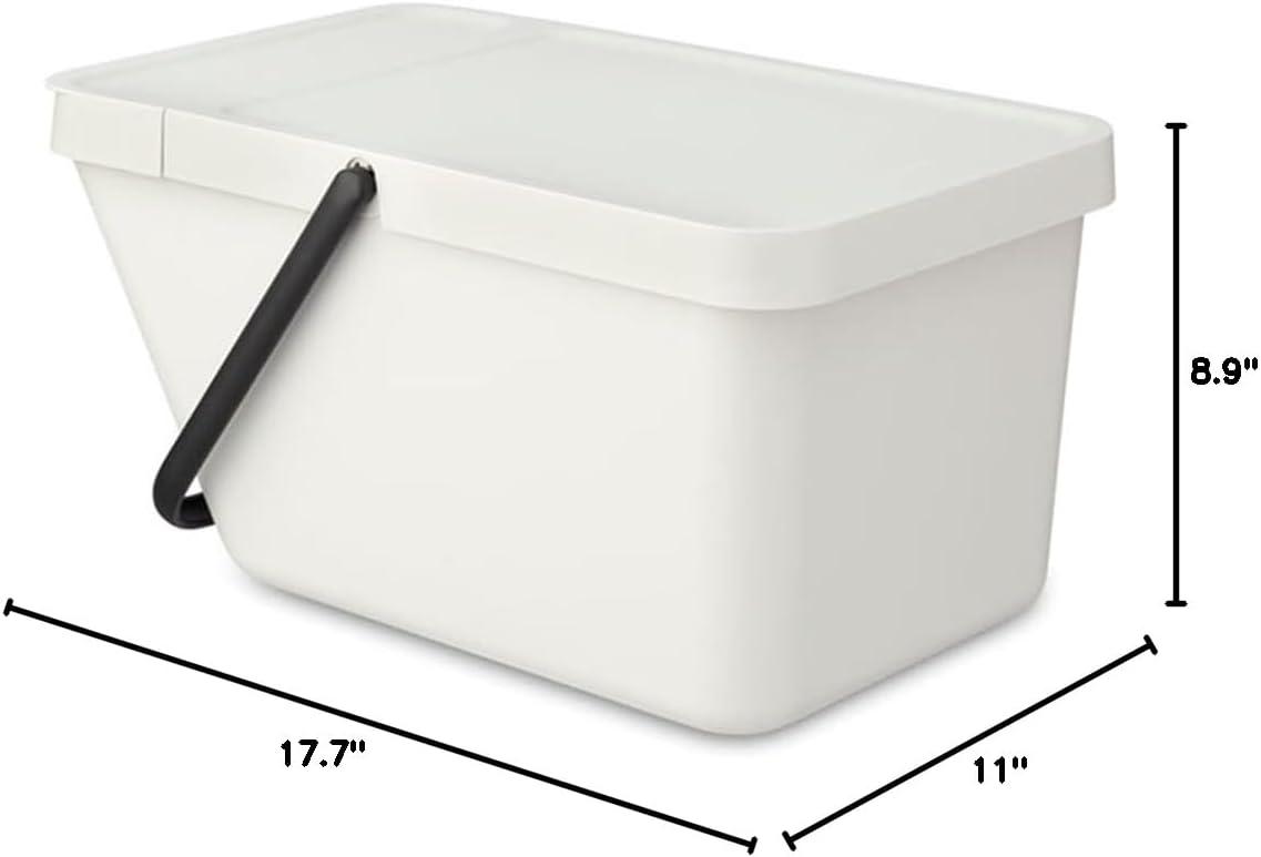 Light Gray Stackable Plastic Recycling Bin with Carry Handle