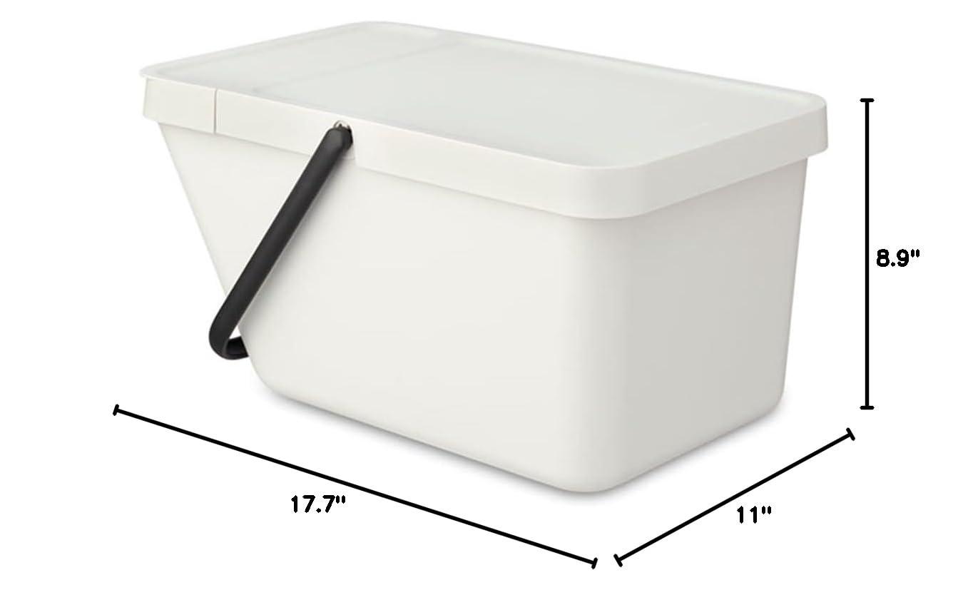 Light Gray Stackable Plastic Recycling Bin with Carry Handle