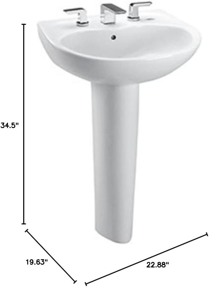 Supreme® Vitreous China U-Shaped Pedestal Bathroom Sink with Overflow