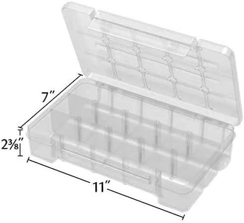 Akro-Mils 05805 Plastic Portable Parts Storage Case for Hardware and Crafts with Hinged Lid and 4 Adjustable Dividers, (11-Inch x 7-Inch x 2-3/8-Inch), Medium, Clear