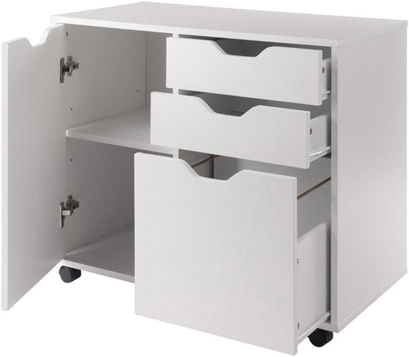 White Mobile 2-Drawer Filing Cabinet with Adjustable Shelf