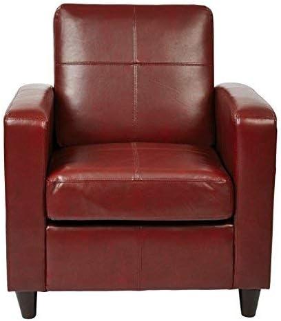 OSP Home Furnishings Venus Club Chair in Crimson Red Bonded Leather and Solid Wood Legs