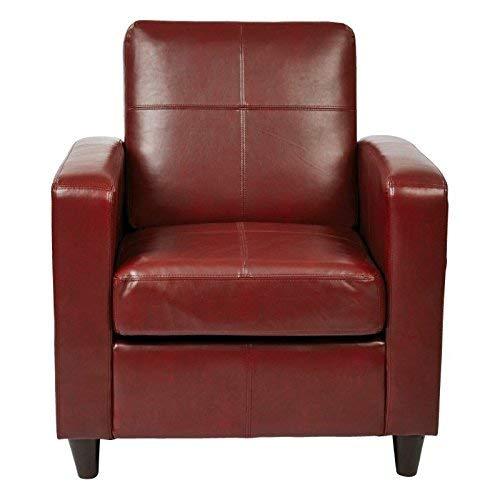 OSP Home Furnishings Venus Club Chair in Crimson Red Bonded Leather and Solid Wood Legs