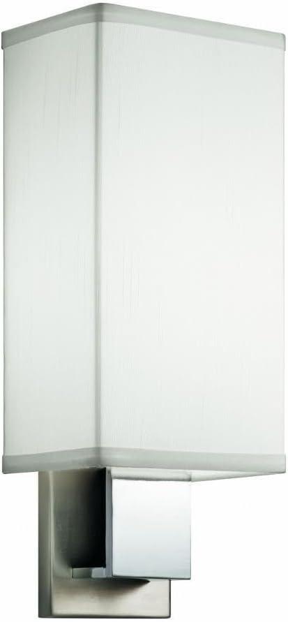 Brushed Nickel and Chrome LED Wall Sconce with White Shade
