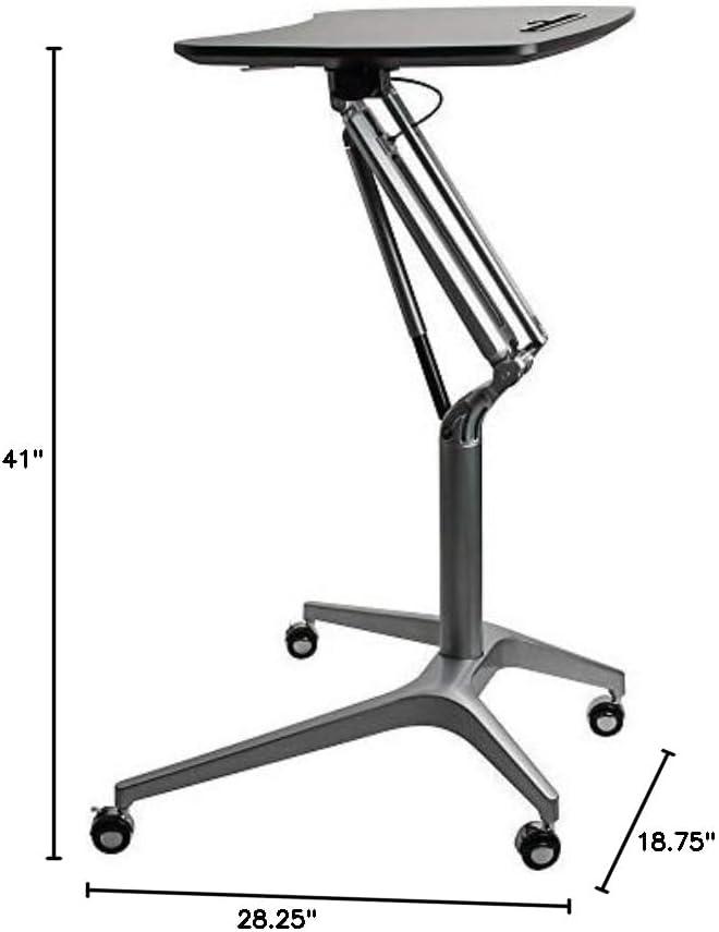 Lorell Black Laminate Top Mobile Laptop Caddy Black Rectangle Top - Powder Coated Base - 28.25" Table Top Width x 18.75" Table Top Depth - 41" Height - Assembly Required