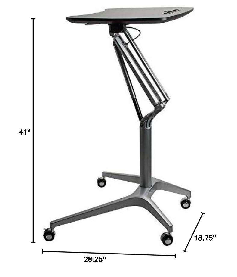 Lorell Black Laminate Top Mobile Laptop Caddy Black Rectangle Top - Powder Coated Base - 28.25" Table Top Width x 18.75" Table Top Depth - 41" Height - Assembly Required