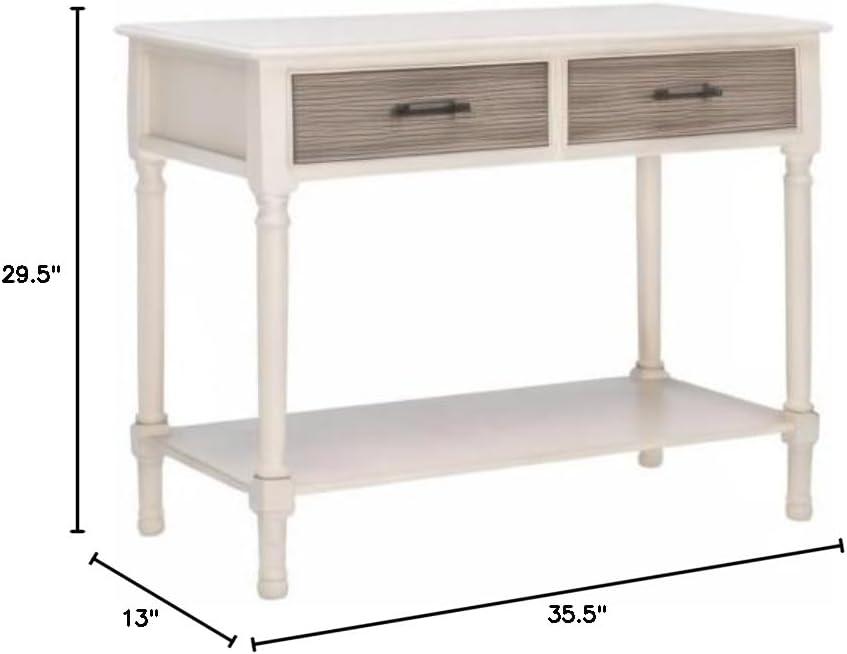 Ryder 2 Drawer Console Table - Distressed White/Greige - Safavieh