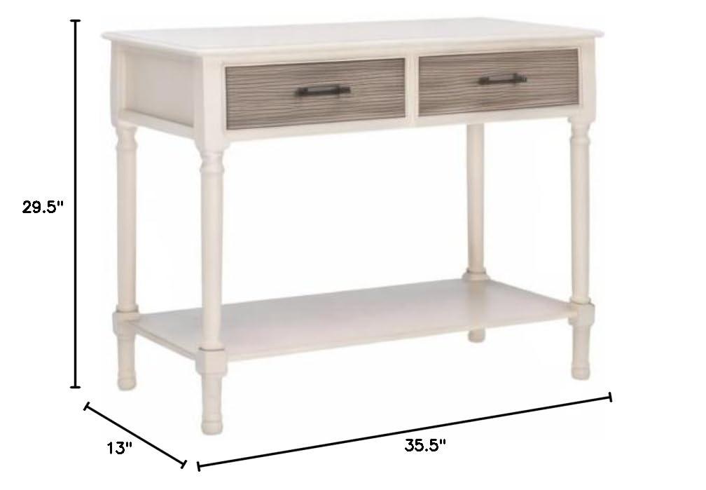 Ryder 2 Drawer Console Table - Distressed White/Greige - Safavieh