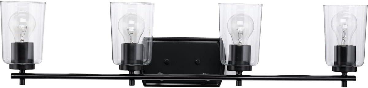 Progress Lighting Adley 4-Light Bath Vanity in Black with Clear Glass Shades