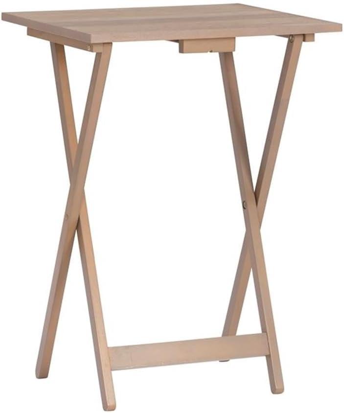 Riverbay Furniture 5-Piece Transitional Wood Tray Table Set in Gray