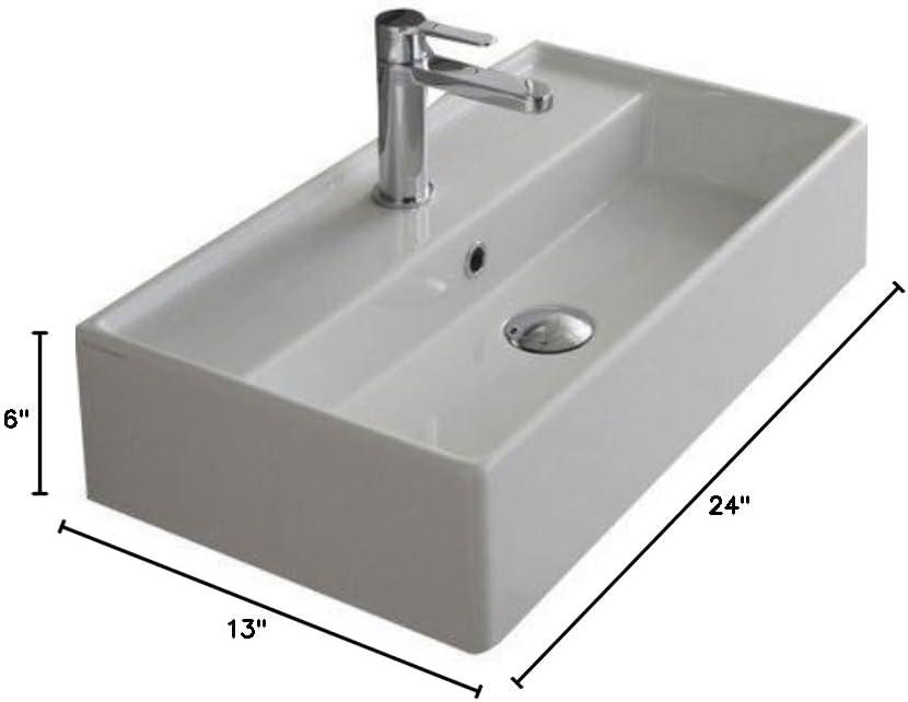 Scarabeo By Nameeks Teorema 13.39'' White Ceramic Rectangular Bathroom Sink with Overflow