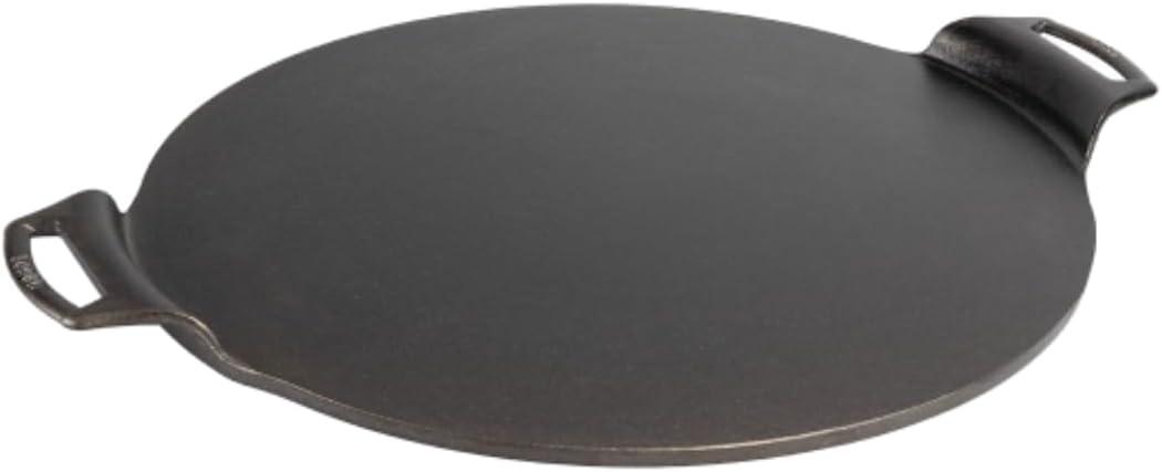 15-Inch Black Cast Iron Pizza Pan with Handles