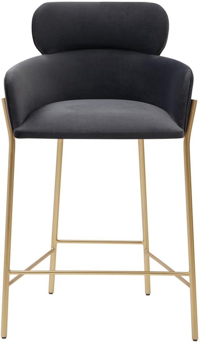 Charlize Dark Grey Velvet and Gold Counter Stool