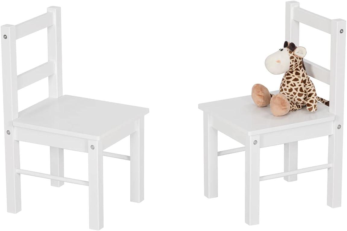 UTEX Child's Wooden Desk Chair, White (Set of 2)