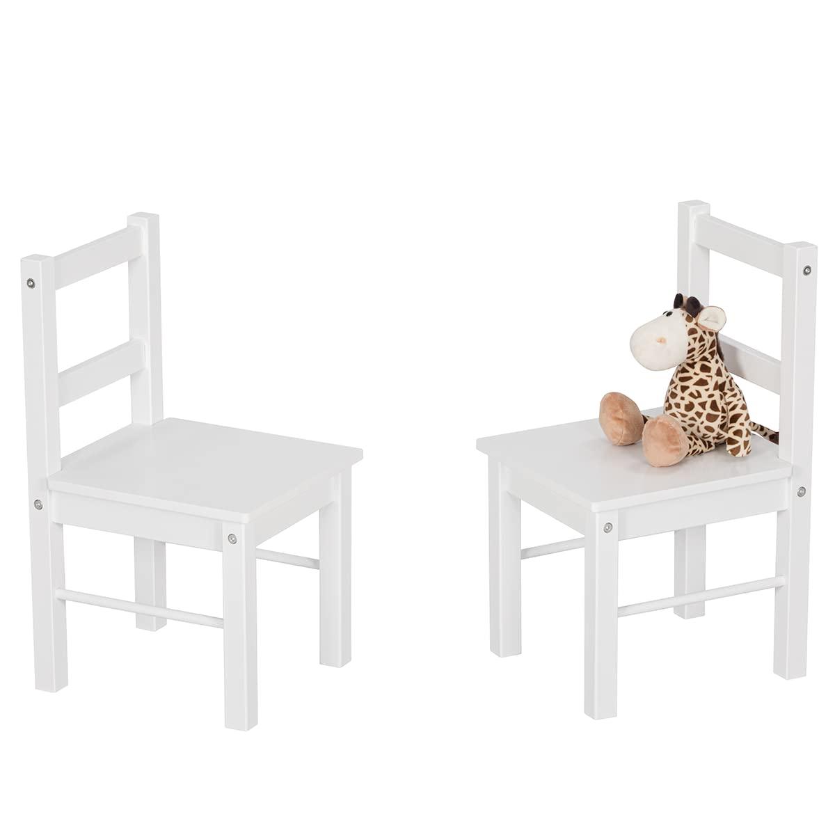 UTEX Child's Wooden Chair Pair for Play or Activity, Set of 2, White
