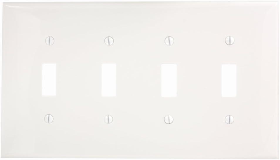 White Thermoplastic 4-Gang Toggle Switch Wall Plate