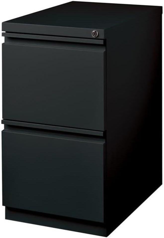 20" Deep 2-Drawer Pedestal File Cabinet - Hirsh: Steel, Black, Roll File, Narrow, No Assembly, GreenGuard Certified