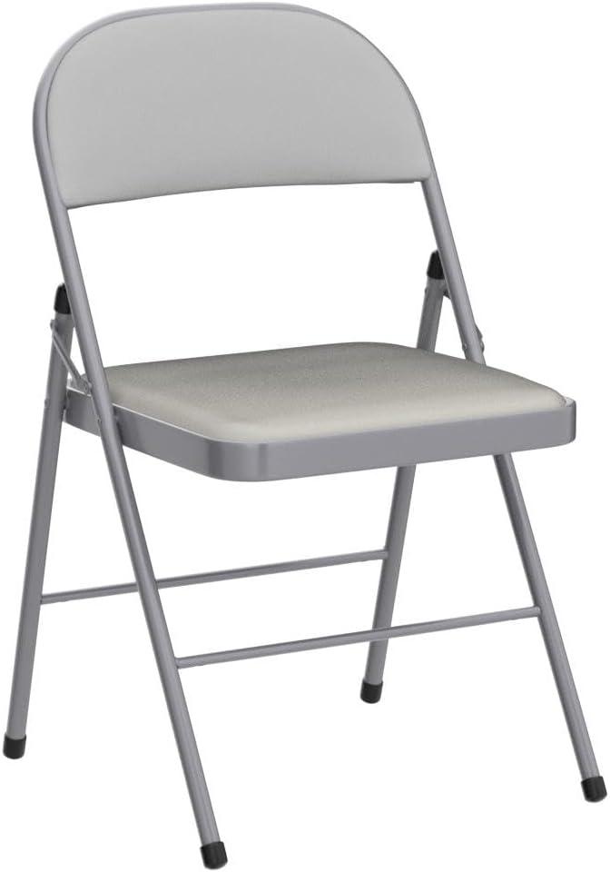 6 Pack Gray Folding Chairs with Padded Cushion and Back for Outside Portable Stackable Commercial Foldable Chairs with Steel Frame for Events Office Wedding Party, 330lbs Capacity
