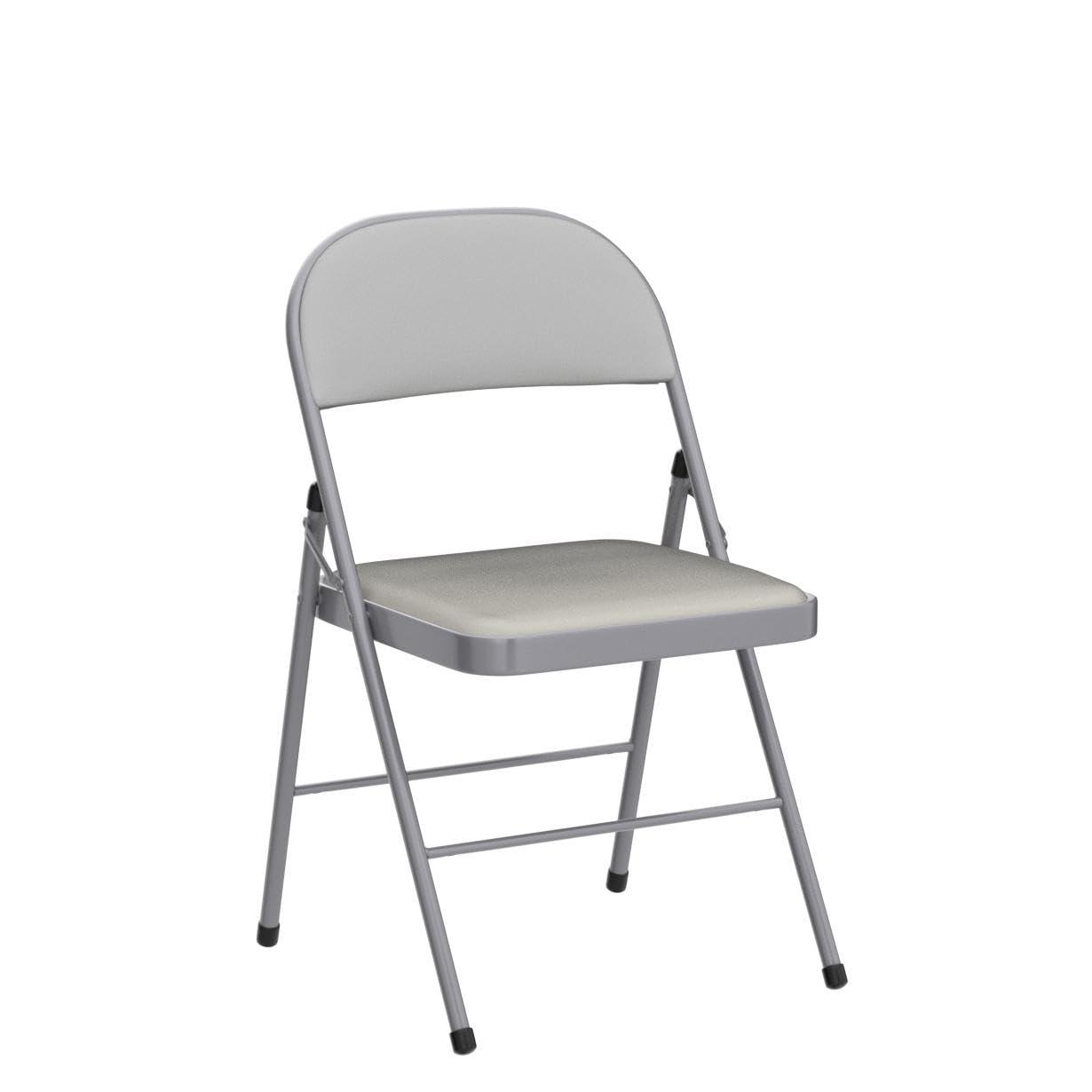 6 Pack Gray Folding Chairs with Padded Cushion and Back for Outside Portable Stackable Commercial Foldable Chairs with Steel Frame for Events Office Wedding Party, 330lbs Capacity
