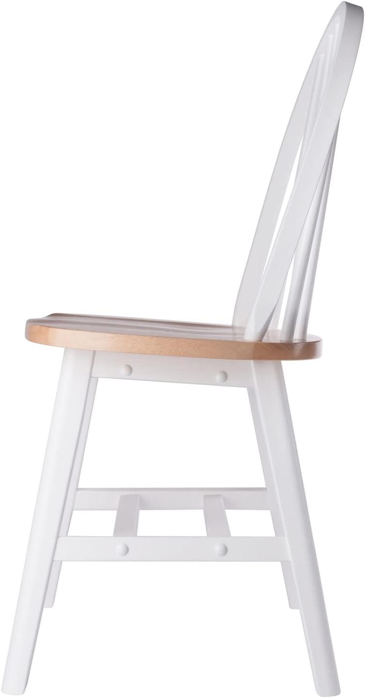Winsome 2pc Windsor Chair Set Natural/White : Wood Frame, Spot Clean, Transitional Style, No Tools Assembly