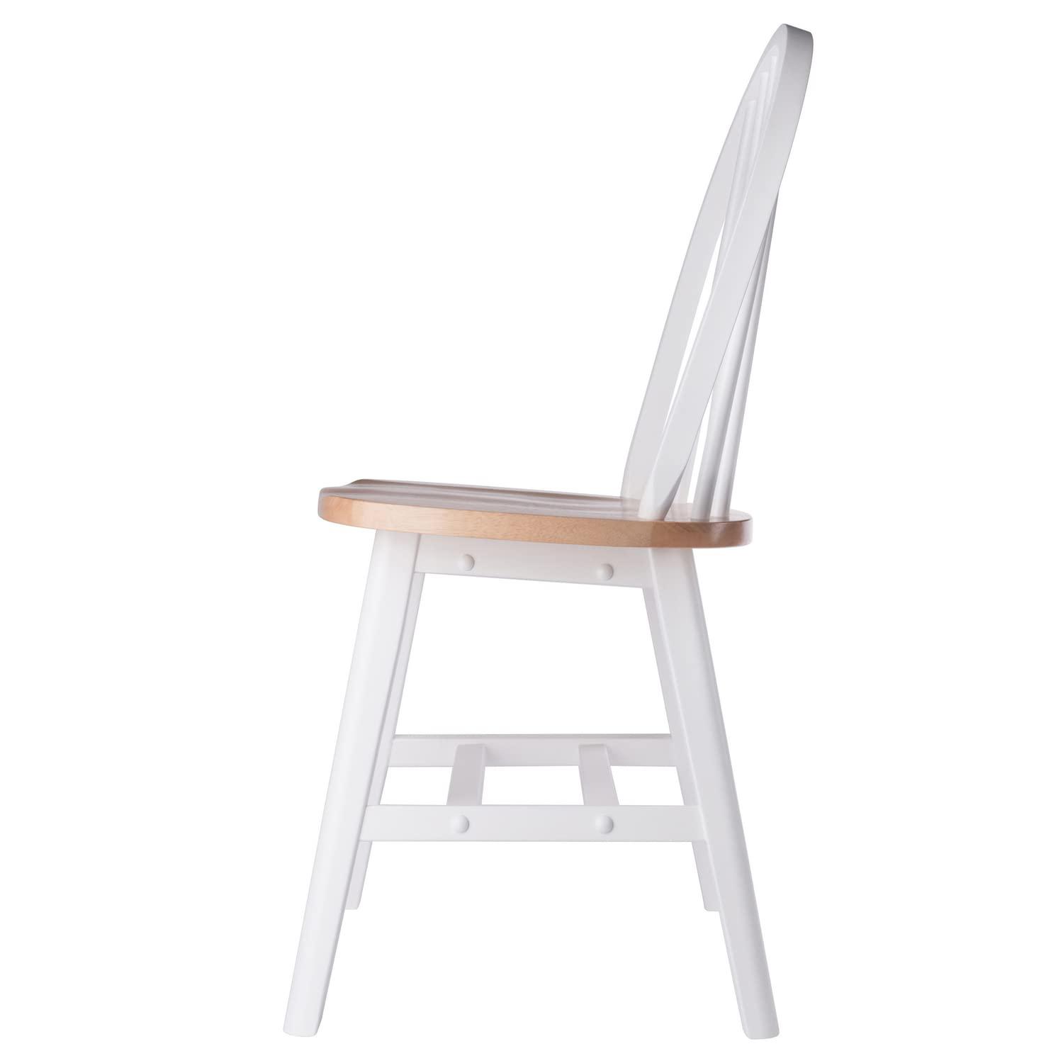 Winsome 2pc Windsor Chair Set Natural/White : Wood Frame, Spot Clean, Transitional Style, No Tools Assembly