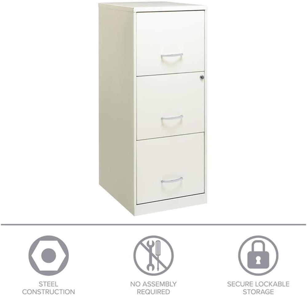 Scranton & Co 18" 3 Drawer Vertical File Cabinet in Pearl White