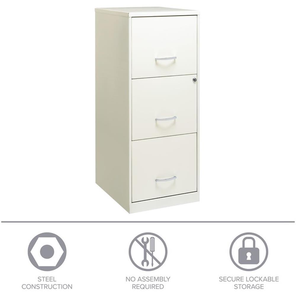 Scranton & Co 18" 3 Drawer Vertical File Cabinet in Pearl White