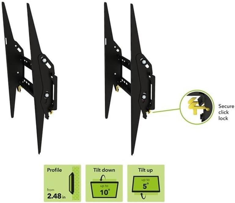 EL801B-A Adjustable Tilt Low Profile TV Mount for 40 inch to 80 inch TVs.  Black