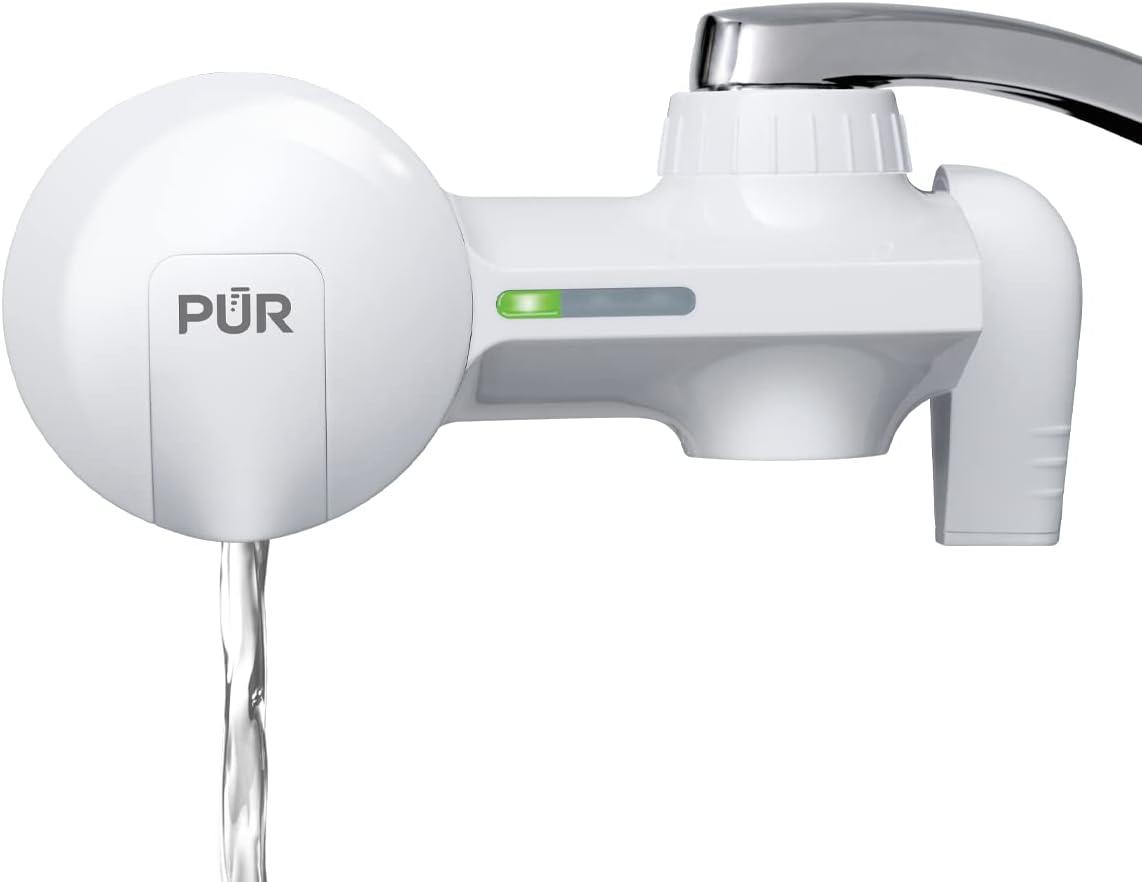 PUR Faucet Mount Water Filtration System, Powerful Filtration with Lead Reduction, Horizontal, White, PFM150W